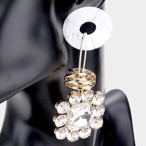 Flower Celluloid Acetate White Statement Earrings - Picture 2 of 5